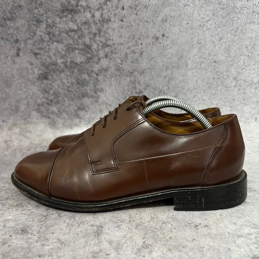 Bostonian 25033 Cap-Toe Derby Mens 10 Brown Leather Oxford Dress Shoes